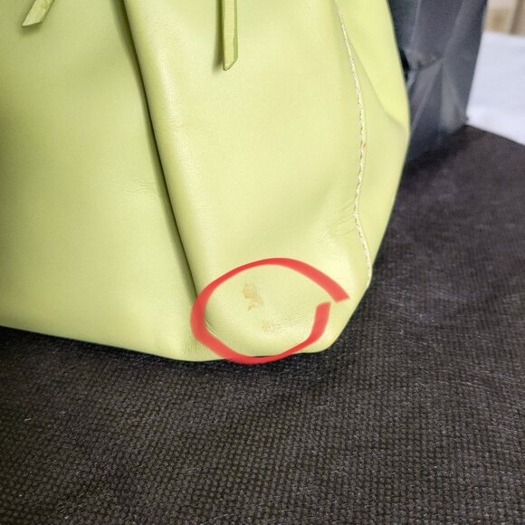 Hype Genuine Leather Bamboo Satchel Bag ~Gorgeous Lime Green Color - Picture 13 of 13